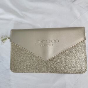 Jimmy Choo Metallic Gold Envelope Clutch with Glitter Panel